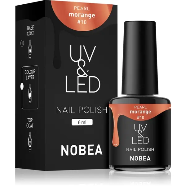 NOBEA NOBEA UV & LED Nail Polish гел лак за нокти с използване на UV/LED лампа бляскав цвят Morange #10 6 мл.