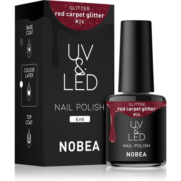 NOBEA NOBEA UV & LED Nail Polish гел лак за нокти с използване на UV/LED лампа бляскав цвят Red carpet glitter #26 6 мл.