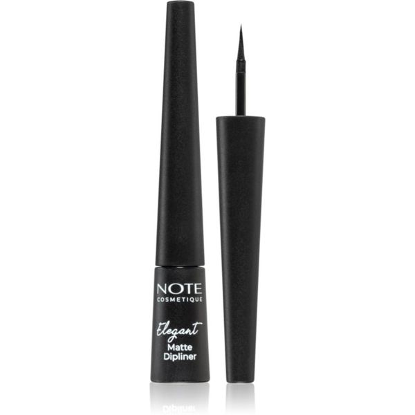 Note Cosmetique Note Cosmetique Elegant Matte Dipliner течна очна линия с матиращ завършек цвят 01 Coal Black 2,5 мл.