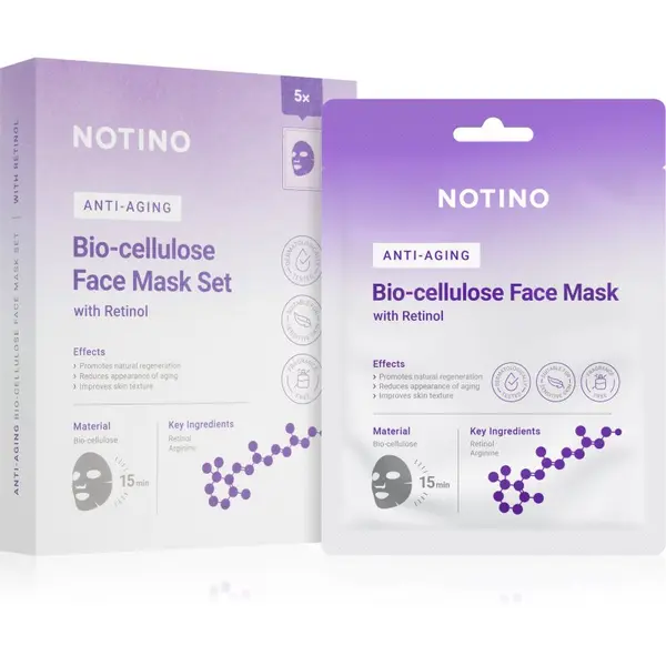 Notino Notino Anti-Aging Bio-Cellulose Face Mask with Retinol комплект платнени маски против бръчки