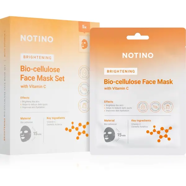 Notino Notino Brightening Bio-Cellulose Face Mask with Vitamin C комплект платнени маски за озаряване на лицето