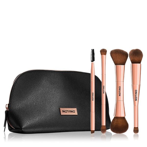 Notino Notino Luxe Collection Double sided brush set with cosmetic bag Комплект четки с чантичка