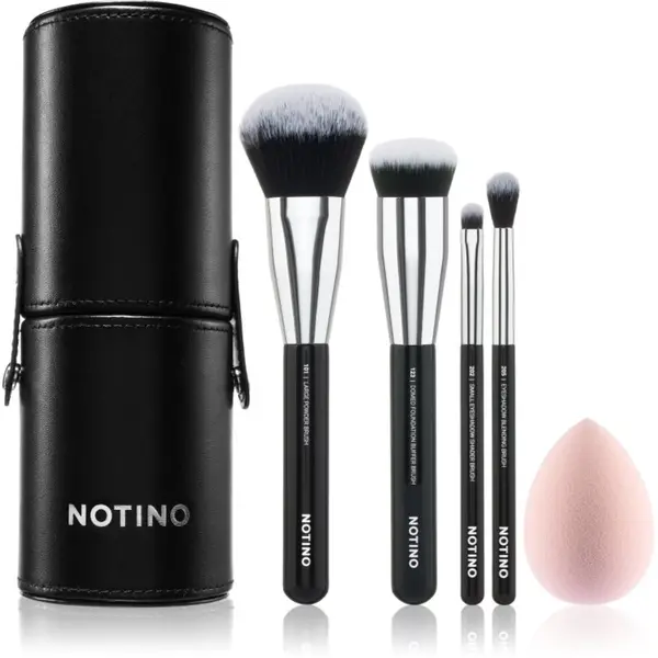 Notino Notino Makeup Brushes Essential Professional Make-Up Brushes & Sponge Set комплкет четки с калъф 5 бр.