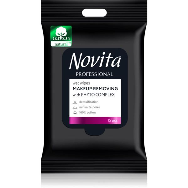 NOVITA NOVITA Professional влажни кърпички за почистване на грим за чувствителна кожа на лицето 15 бр.