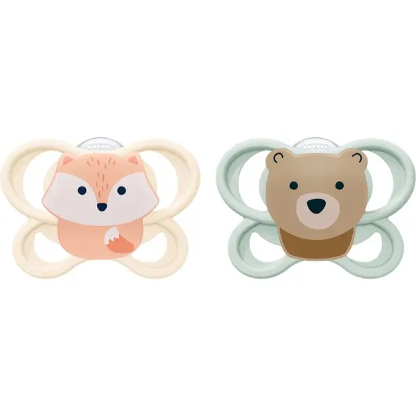 NUK NUK Perfect Match Air 0-2 m биберон Fox/Bear 2 бр.