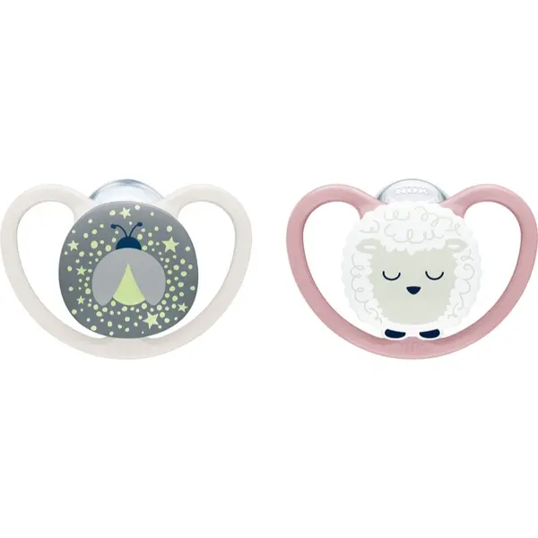 NUK NUK Perfect Match Air Night 0-6 m биберон Firefly/Sheep 2 см