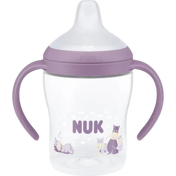 NUK NUK Perfect Match Hippo бебешко шише за самостоятелно пиене с контрол на температурата 6m+ 150 мл.
