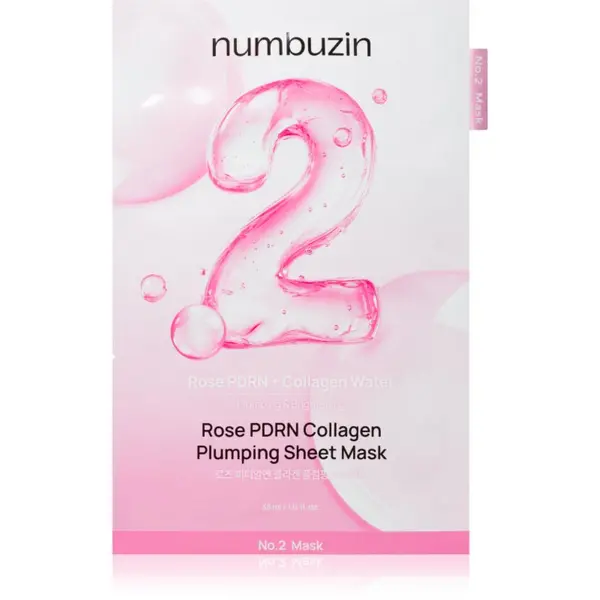 Numbuzin Numbuzin No. 2 Rose PDRN Collagen Plumping Sheet Mask хидратираща платнена маска за озаряване на лицето 5 бр.
