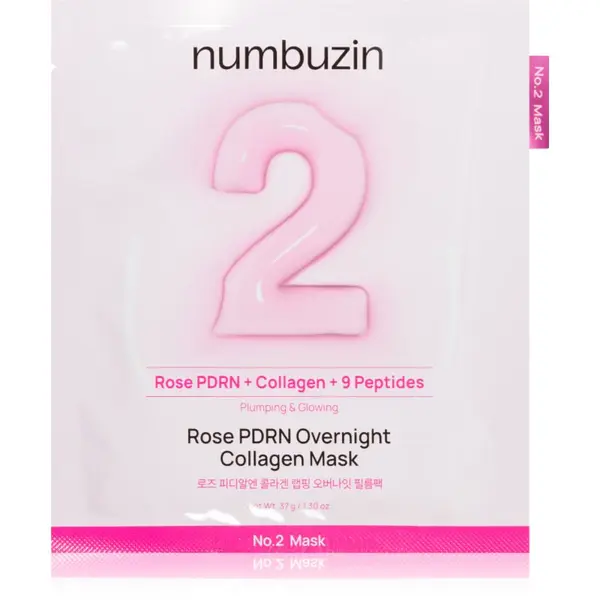 Numbuzin Numbuzin No. 2 Rose PDRN OverNight Collagen Mask дълбоко подхранваща маска за нощ 4 бр.
