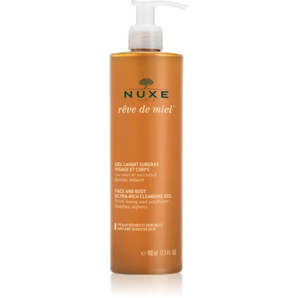 Nuxe Nuxe Rêve de Miel Face and Body Ultra-Rich Cleansing Gel почистващ гел за суха и чувствителна кожа 400 мл.