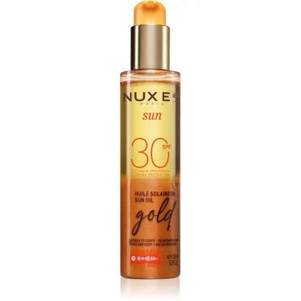 Nuxe Nuxe Sun Sun Oil Gold SPF 30 слънцезащитно олио за лице и тяло с озаряващ ефект SPF 30 150 мл.