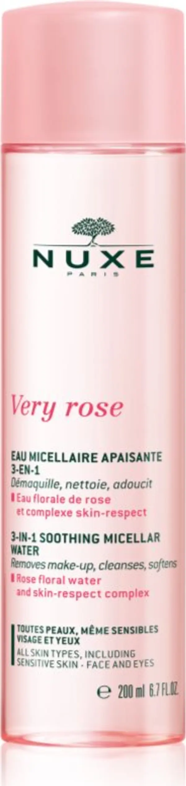Nuxe Nuxe Very Rose 3-in-1 Soothing Micellar Water успокояваща мицеларна вода за лице и очи 200 мл.