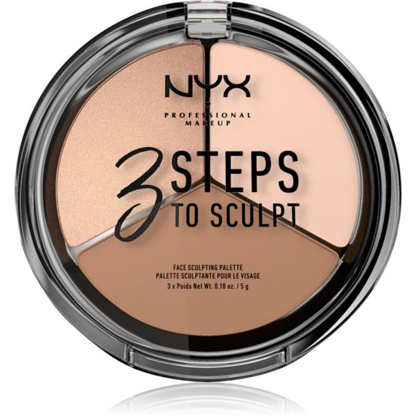 NYX Professional Makeup NYX Professional Makeup 3 Steps To Sculpt контурираща палитра за лице цвят 01 Fair 15 гр.