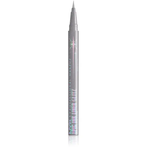 NYX Professional Makeup NYX Professional Makeup Bridgerton Royal Epic Ink Liner очна линия с блестящи частици цвят 01 Glitzed In Silver 1 мл.