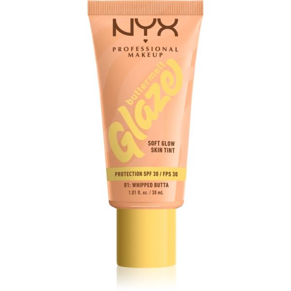 NYX Professional Makeup NYX Professional Makeup Buttermelt Glaze озаряващ тониращ флуид SPF 30 цвят 01 Whipped Butta 30 мл.