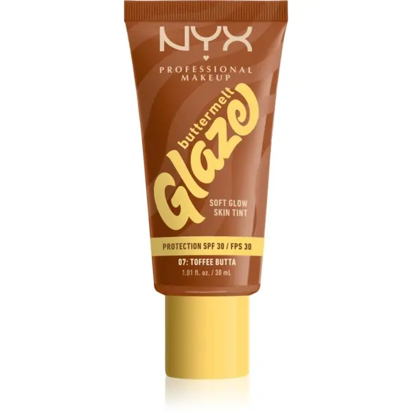 NYX Professional Makeup NYX Professional Makeup Buttermelt Glaze озаряващ тониращ флуид SPF 30 цвят 07 toffee Butta мл.