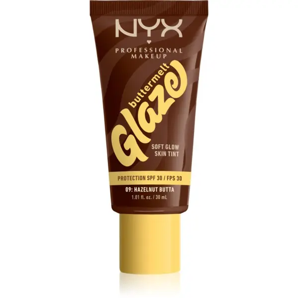 NYX Professional Makeup NYX Professional Makeup Buttermelt Glaze озаряващ тониращ флуид SPF 30 цвят 09 Hazelnut Butta мл.