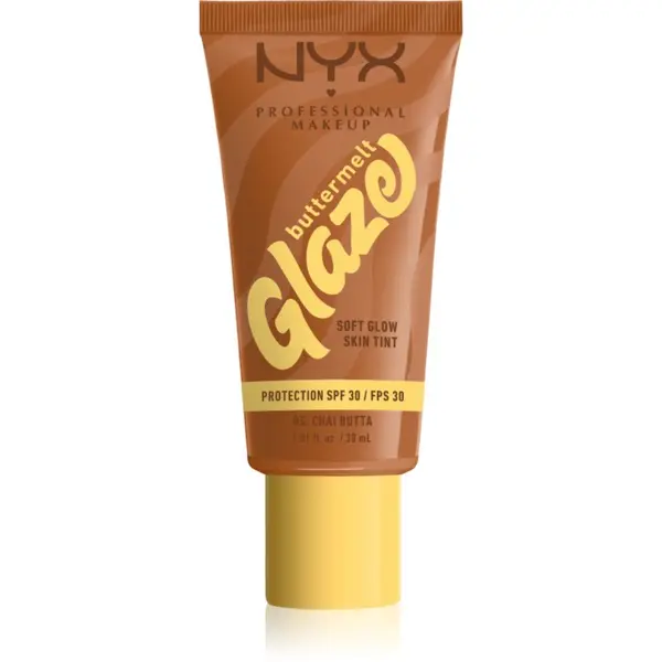 NYX Professional Makeup NYX Professional Makeup Buttermelt Glaze озаряващ тониращ флуид SPF 30 цвят Chai Butta 30 мл.