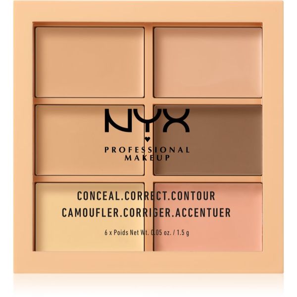 NYX Professional Makeup NYX Professional Makeup Conceal. Correct. Contour палитра за контуриране и прикриване на несъвършенства цвят 01 Light 6 x 1.5 гр.
