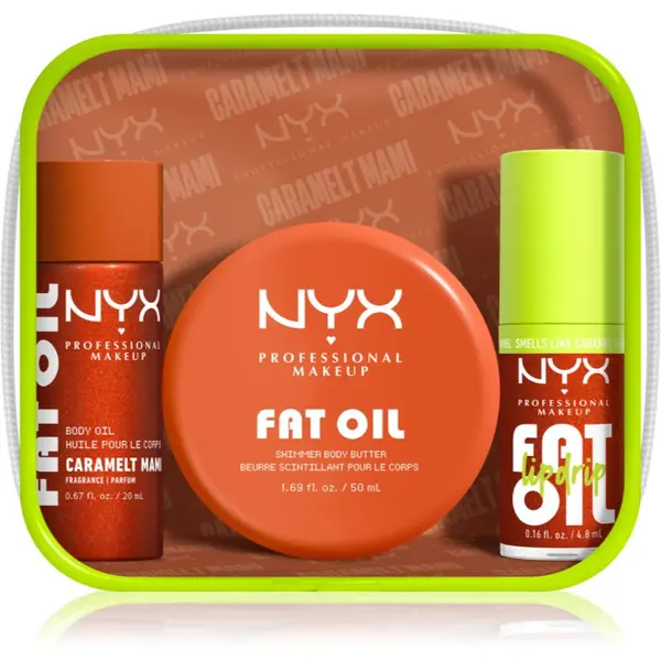 NYX Professional Makeup NYX Professional Makeup Fat Oil Body комплект за тяло с аромат Caramelt Mami 3 бр.