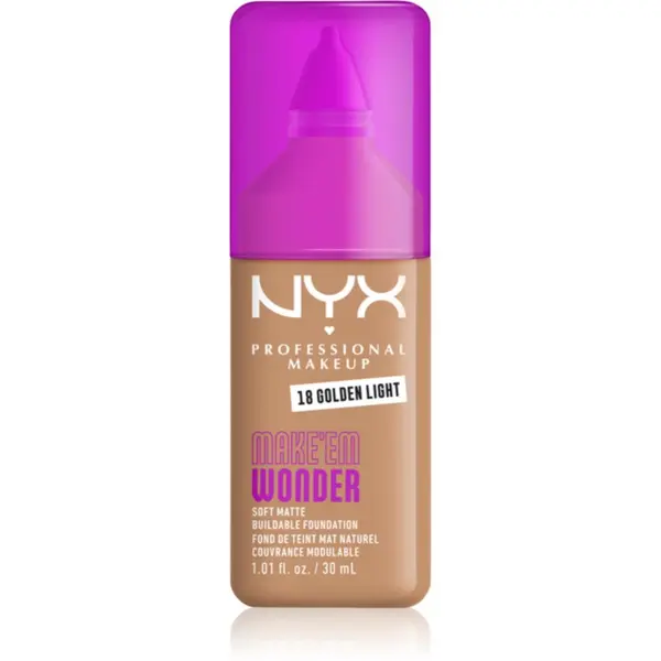 NYX Professional Makeup NYX Professional Makeup Make ‘Em Wonder лек матиращ фон дьо тен цвят 18 Golden Light 30 мл.