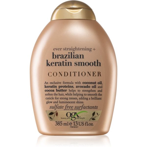 OGX OGX Brazilian Keratin Smooth изглаждащ балсам за блясък и мекота на косата 385 мл.