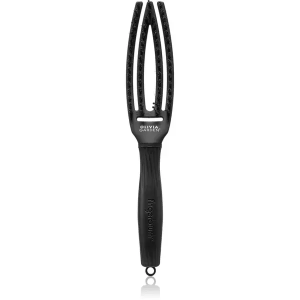Olivia Garden Olivia Garden Fingerbrush Boar & Nylon Четка за коса с влакна от найлон и глиган Full Black S 1 бр.