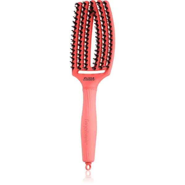 Olivia Garden Olivia Garden Fingerbrush Boar & Nylon Четка за коса с влакна от найлон и глиган Red Confidence 1 бр.