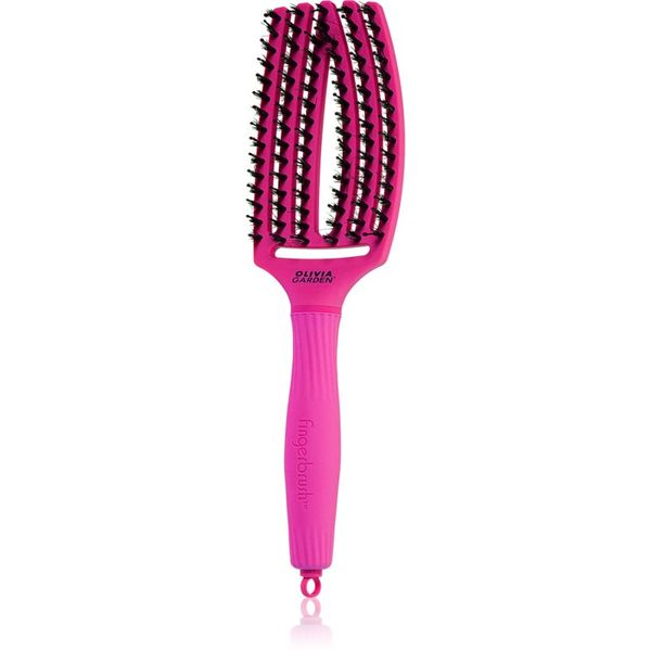 Olivia Garden Olivia Garden Fingerbrush ThinkPink плоска четка с влакна от найлон и глиган Neon Pink 1 бр.