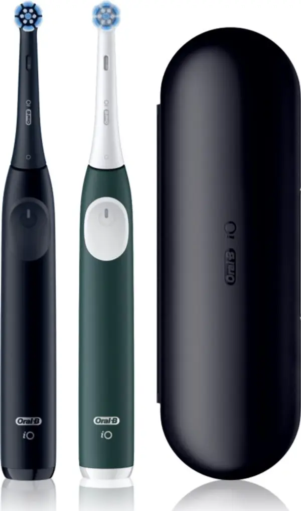 Oral-B Oral-B iO2 Clean & Gentle електрическа четка за зъби с калъфка ДУО ОПАКОВКА Matt Black & Forest Green