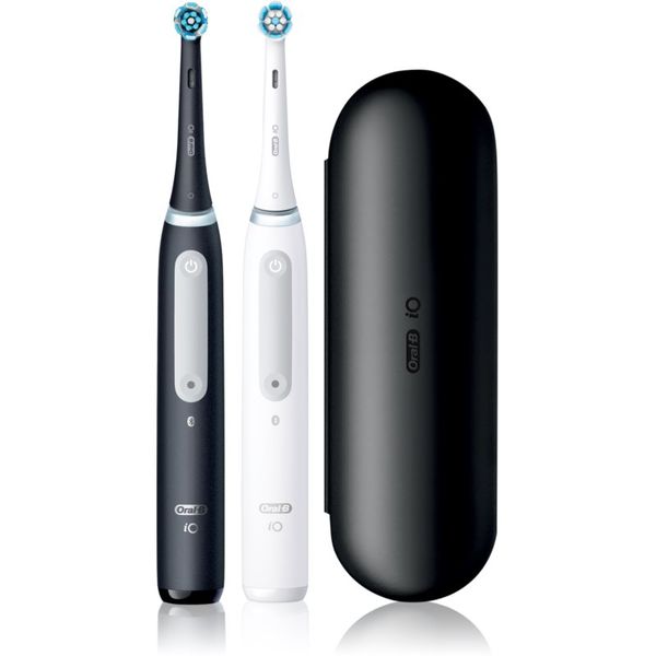 Oral B Oral B iO4 DUO електрическа четка за зъби с калъфка Black & White 2 бр.