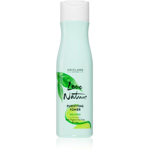 Oriflame Oriflame Love Nature Organic Tea Tree & Lime почистваща вода за лице за мазна кожа 150 мл.