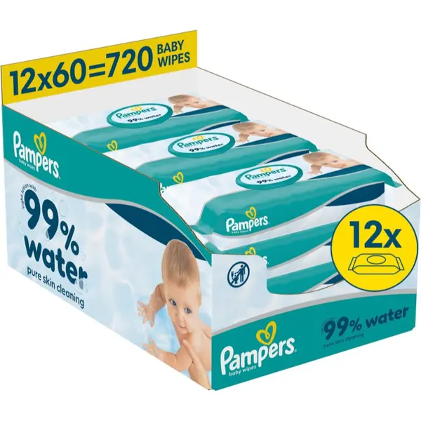 Pampers Pampers 99% Water Baby Wipes мокри почистващи кърпички за деца 12x60 бр.