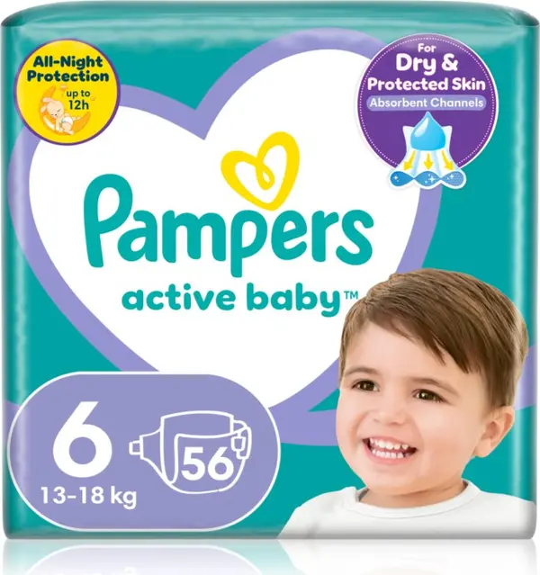 Pampers Pampers Active Baby Size 6 еднократни пелени 13-18 kg 56 бр.