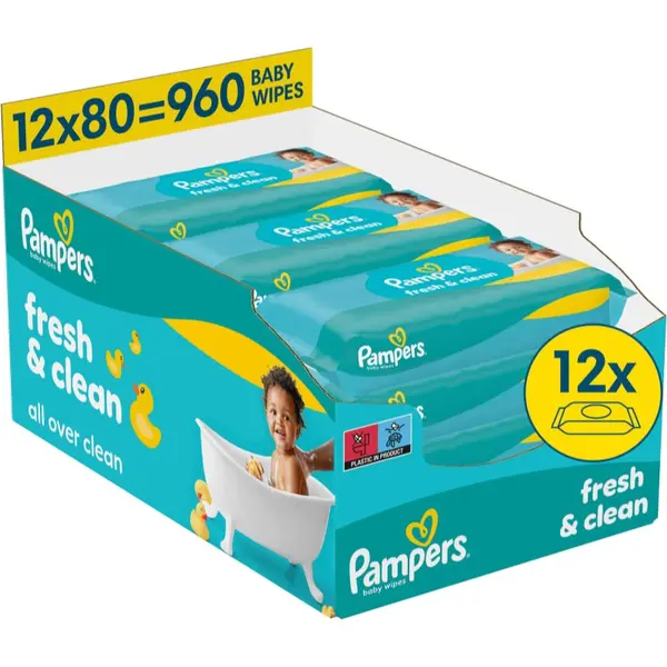 Pampers Pampers Fresh & Clean мокри почистващи кърпички за деца 12x80 бр.