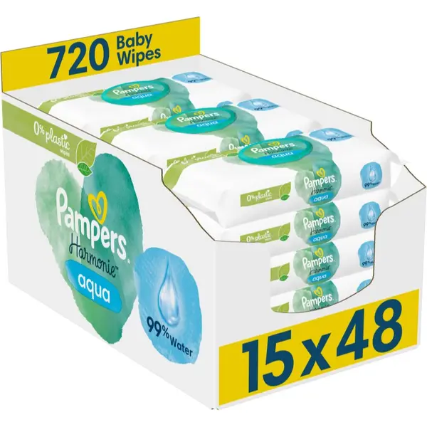 Pampers Pampers Harmonie Aqua мокри почистващи кърпички за деца 15x48 бр.