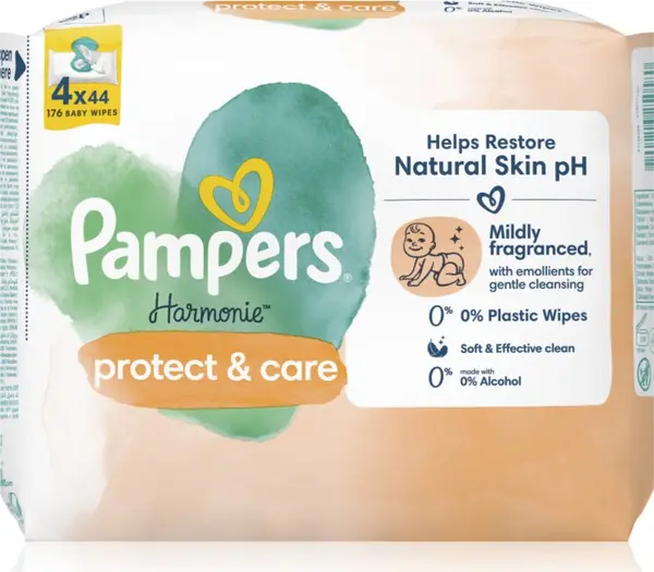 Pampers Pampers Harmonie Protect&Care мокри почистващи кърпички за деца с невен 176 бр.