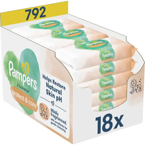 Pampers Pampers Harmonie Protect&Care мокри почистващи кърпички за деца с невен 792 бр.