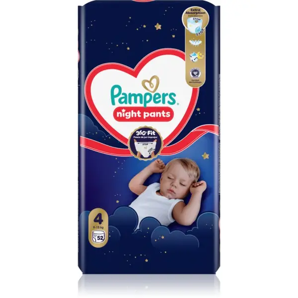 Pampers Pampers Night Pants Size 4 еднократни пелени гащички за нощ 9-15 kg 52 бр.
