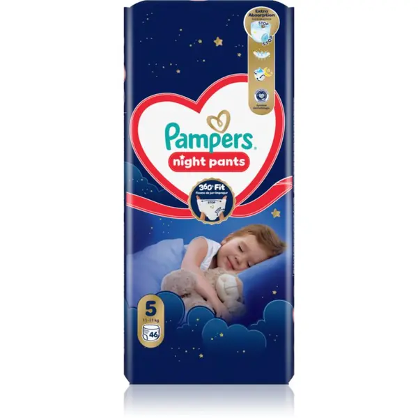 Pampers Pampers Night Pants Size 5 еднократни пелени гащички за нощ 11-17 kg 46 бр.