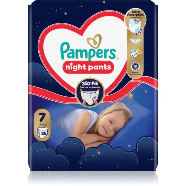 Pampers Pampers Night Pants Size 7 еднократни пелени гащички за нощ 15+ kg 35 бр.