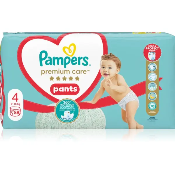 Pampers Pampers Premium Care Pants Size 4 еднократни пелени гащички 9-15 kg 58 бр.