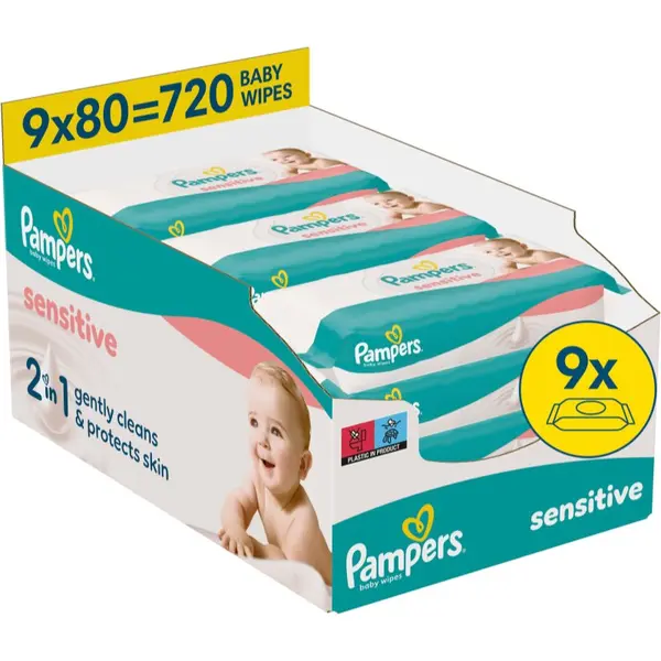 Pampers Pampers Sensitive Baby Wipes мокри почистващи кърпички за деца 9x80 бр.