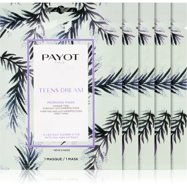 Payot Payot Morning Mask Teens Dream платнена маска с почистващ и освежаващ ефект за комбинирана към мазна кожа 5 бр.