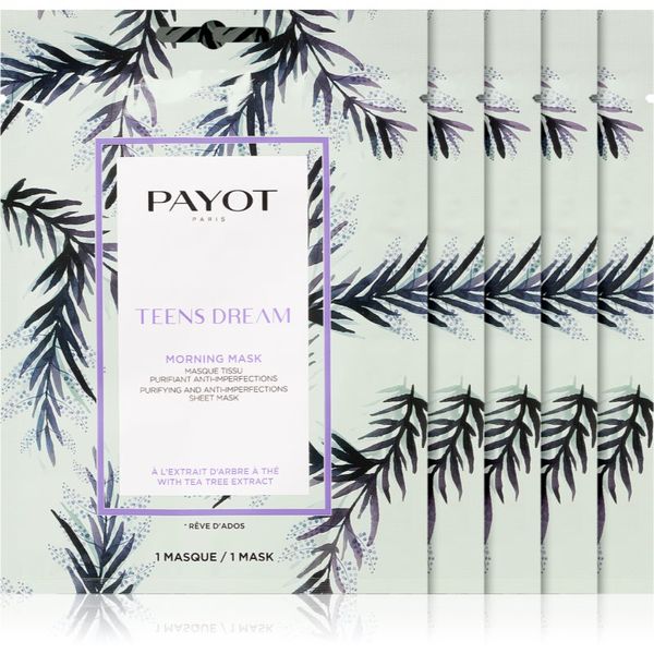Payot Payot Morning Mask Teens Dream платнена маска с почистващ и освежаващ ефект за комбинирана към мазна кожа 5 бр.