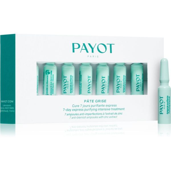 Payot Payot Pâte Grise Cure 7 Jours Purifiante Express 7-дневна интензивна грижа за успокояване на симптомите на акне 7x1,5 мл.