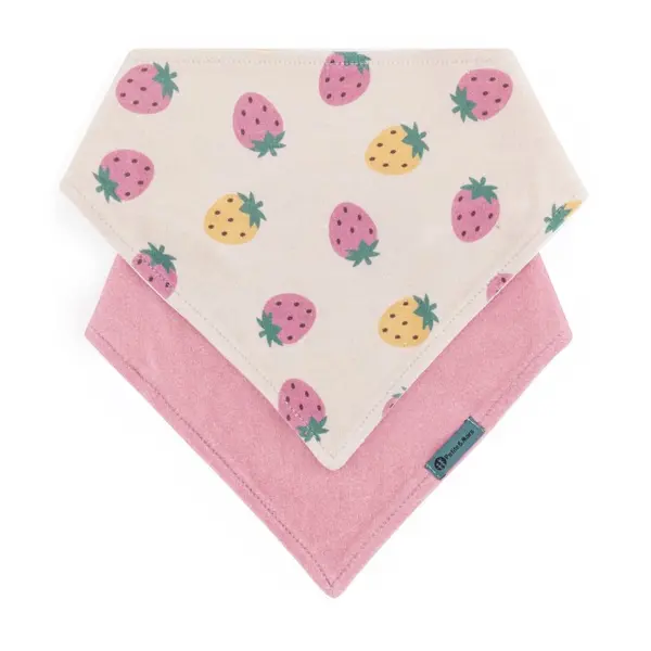 Petite&Mars Petite&Mars Bandana Luke 3m+ лигавник Beige Strawberies&Dusty Rose 2 бр.
