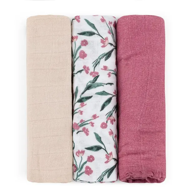 Petite&Mars Petite&Mars Moussy пелени от плат Pink Meadow 68 x 68 cm 3 бр.