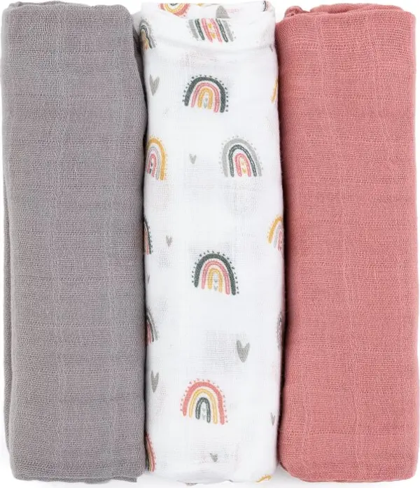 Petite&Mars Petite&Mars Moussy пелени от плат Rose Rainbows 68 x 68 cm 3 бр.