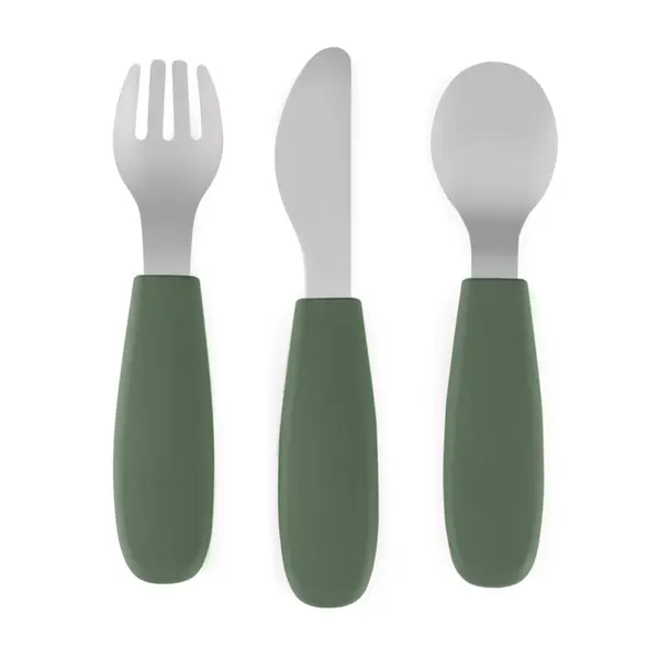 Petite&Mars Petite&Mars Take&Match Stainless Steel Cutlery Set прибор за деца Misty Green 12m+ 3 бр.